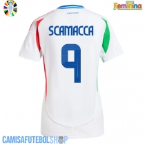 Camisa de time de futebol Itália Gianluca Scamacca #9 Replicas 2º Equipamento Feminina Europeu 2024 Manga Curta